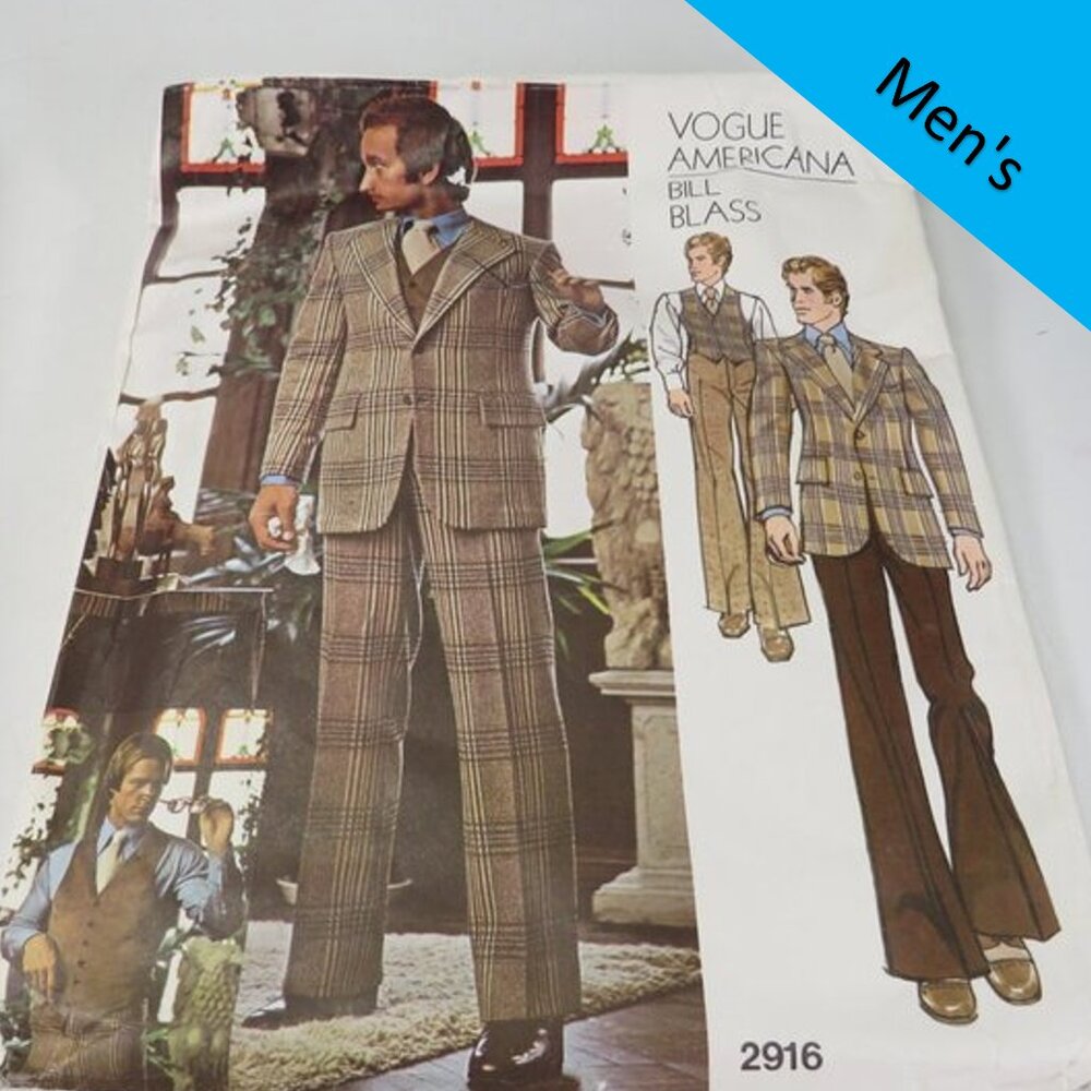 Vogue 2916 Clothing Pattern Men's Size 44 Jacket, Pants, Vest